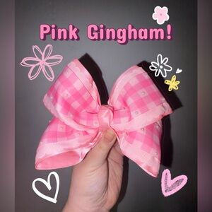 Baby Girls/Little Girls pink bedazzled gingham boutique ribbon bow!